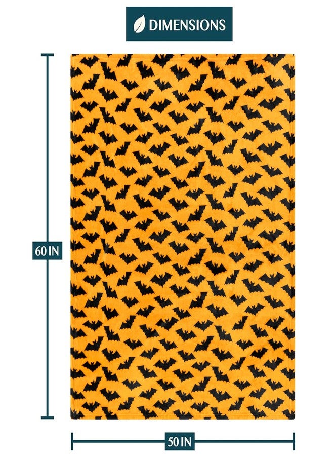 بافيلا بطانية بافيليا للهالوين للأريكة | بطانية صوفية بنقشة خفافيش للهالوين الخريفي | بطانية ناعمة، فاخرة، ودافئة سوداء اللون، مقاس 50×60 (هالوين بنقشة خفافيش) - Image 5